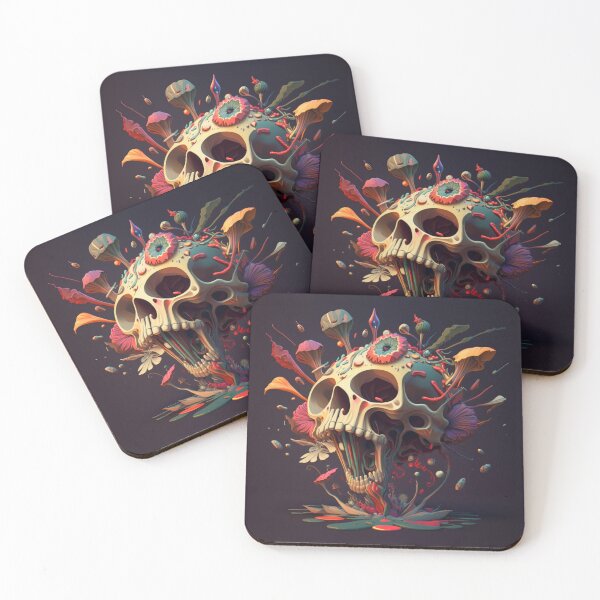 Item preview, Psychedelic skull and mushrooms designed and sold by ORVIATO.