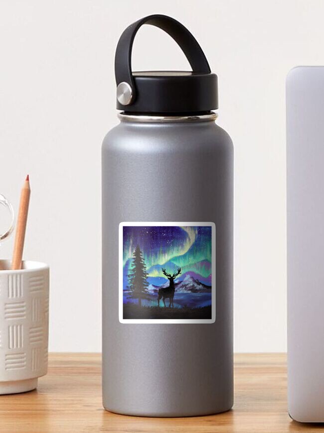 Mens Teen Boys Wolf Galaxy Star Forest Silhouette Stainless Steel Water  Bottle