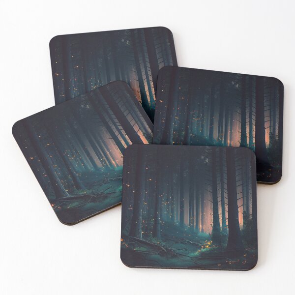 Item preview, Digital Art Forest Lit up by Fireflies at Night designed and sold by semioddfinds.