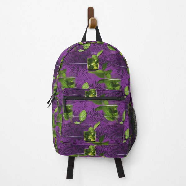 Item preview, MOJITO GLASS SURROUNDED BY YERBABUENA LEAFS AND A PURPLE BACKGROUND designed and sold by BoriGrafico.