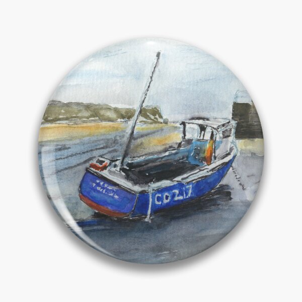 Item preview, Blue Fishing Boat in Abersoch Harbour, Llŷn Peninsula designed and sold by LymphomaLass.