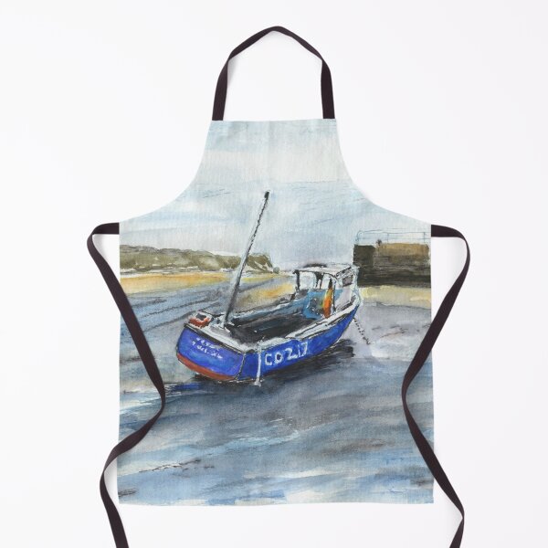 Item preview, Blue Fishing Boat in Abersoch Harbour, Llŷn Peninsula designed and sold by LymphomaLass.