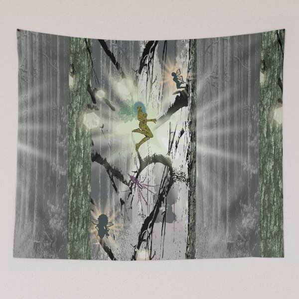 Item preview, Art - Earth and Air Elemental Fairies - Flying around the forest designed and sold by Eejee-SK.