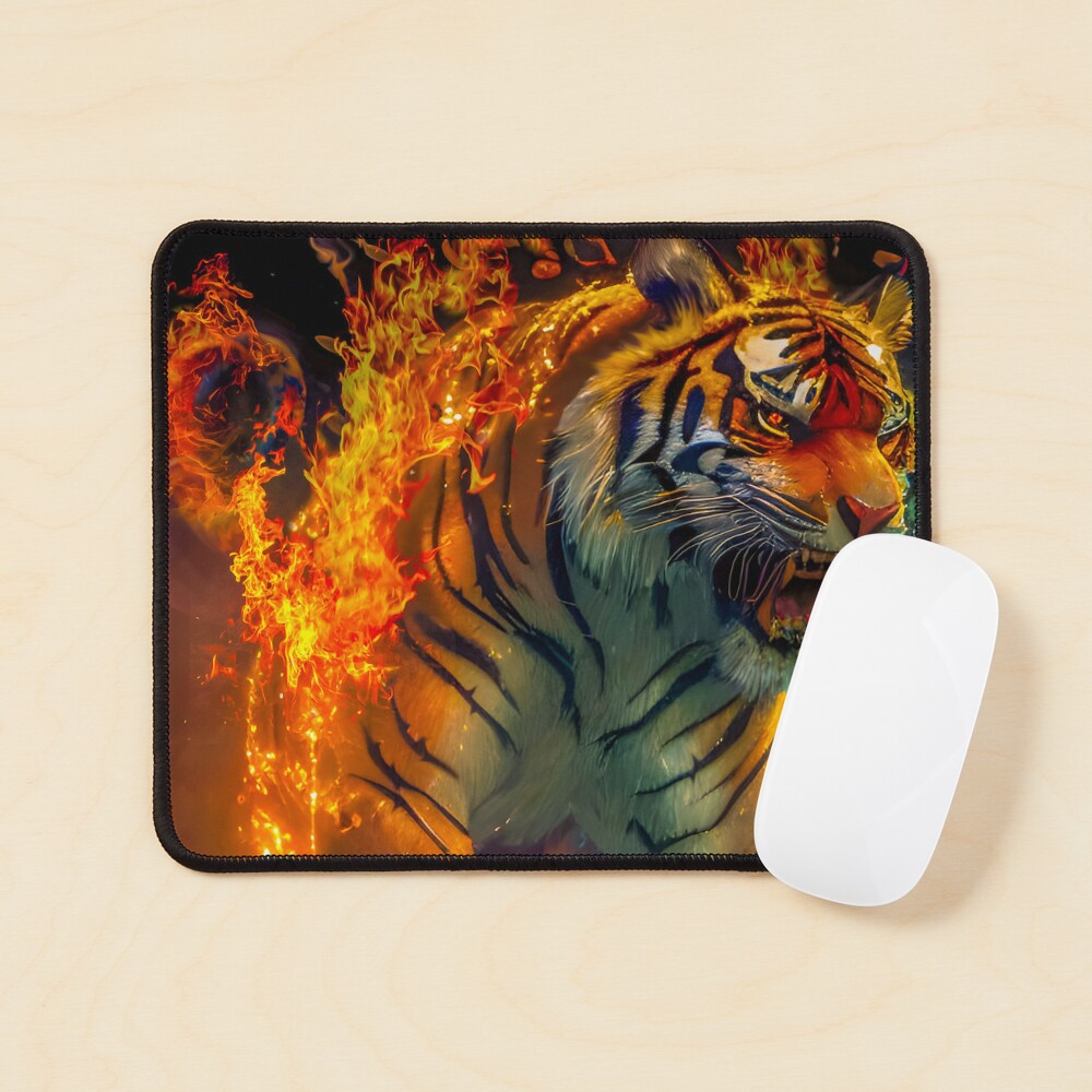 Trinx Tiger Fire Tom Wood Fantasy Art Flame Tiger Art Print Tiger