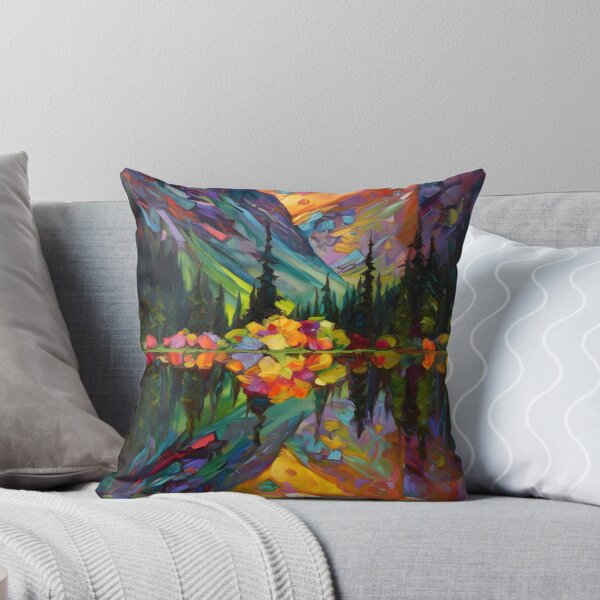 Item preview, Oil painting of a lake full of petals and a mountain behind designed and sold by DoomDoomIts.