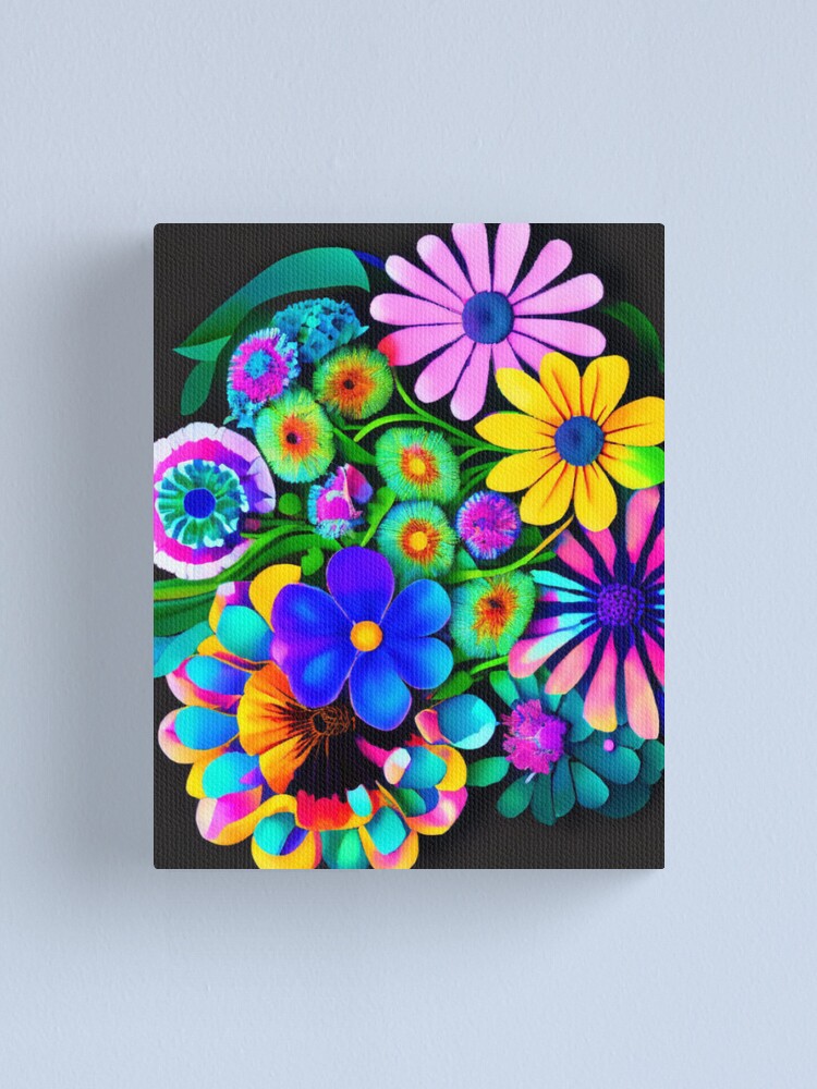 Summery Hippie Background with Abstract Colorful Flowers