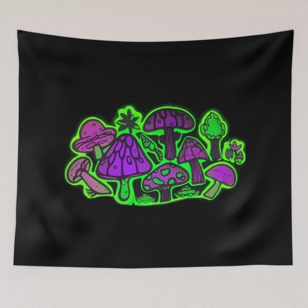 Item preview, Funky Neon Psychedelic Mushroom Drawing designed and sold by All Souls Dream.