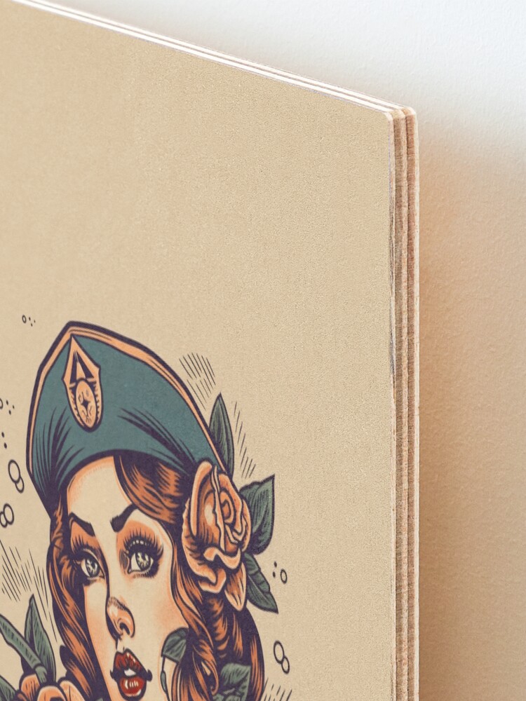 American Traditional Sailor Jerry Girl Tattoo Print - Roses