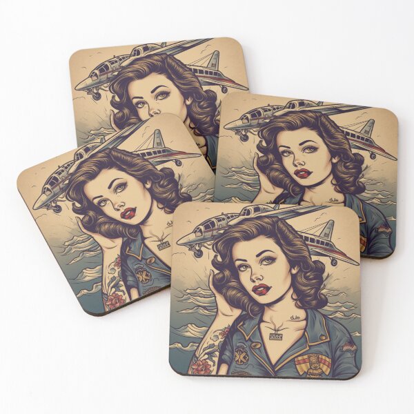 Item preview, Neo Traditional American  Sailor Jerry Girl and Planes Tattoo designed and sold by MerikDigital.
