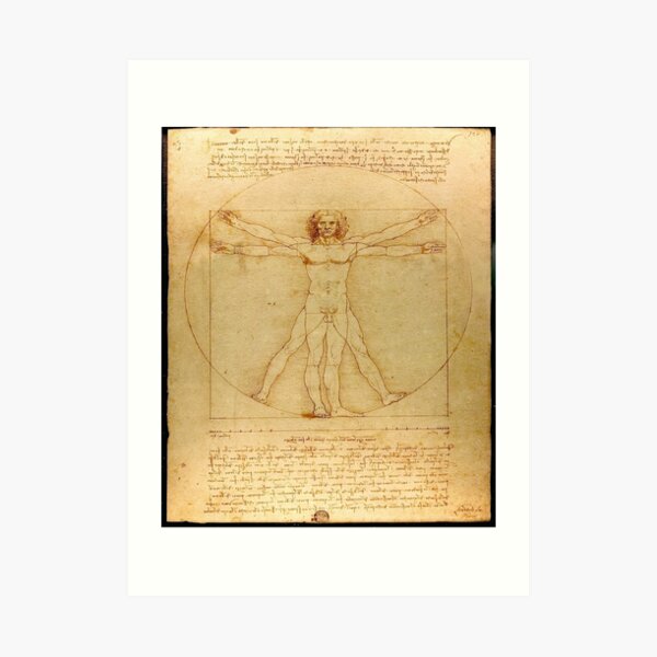 Vitruvian man, Naked man waving his arms and legs #NakedMan #LeonardodaVinci #VitruvianMan #Vitruvian Art Print