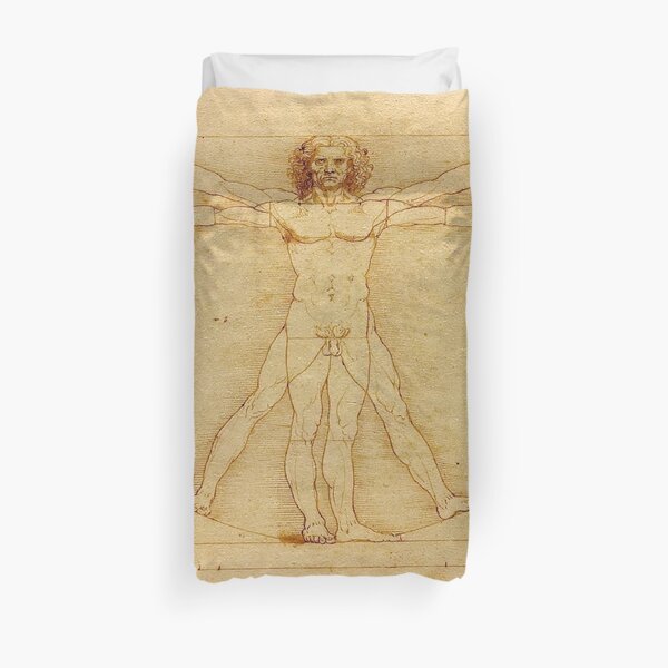 Vitruvian man, Naked man waving his arms and legs #NakedMan #LeonardodaVinci #VitruvianMan #Vitruvian Duvet Cover