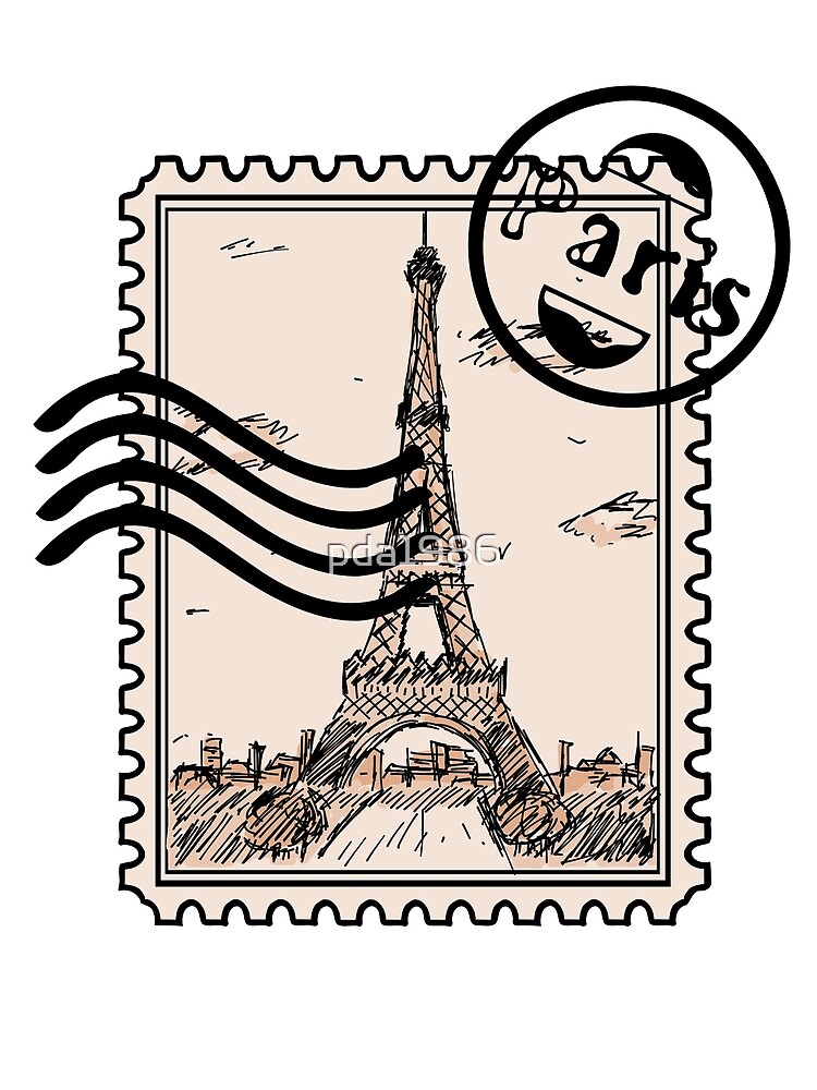 Paris Stamp Postcard for Sale by pda1986