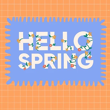 Artwork thumbnail, Hello Spring Text with Flowers by mckhowdesign