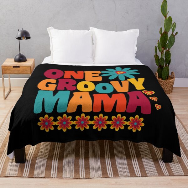 Item preview, One Groovy Mama Retro Wavy Text Flowers and Hearts designed and sold by DPlumDesign.