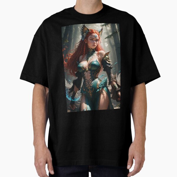 Vista previa del artículo con la obra «Retrato de una bella maga de fantasía pelirroja inspirada en los juegos de rol de ZoTiLuS», diseñado y vendido por zotilus.