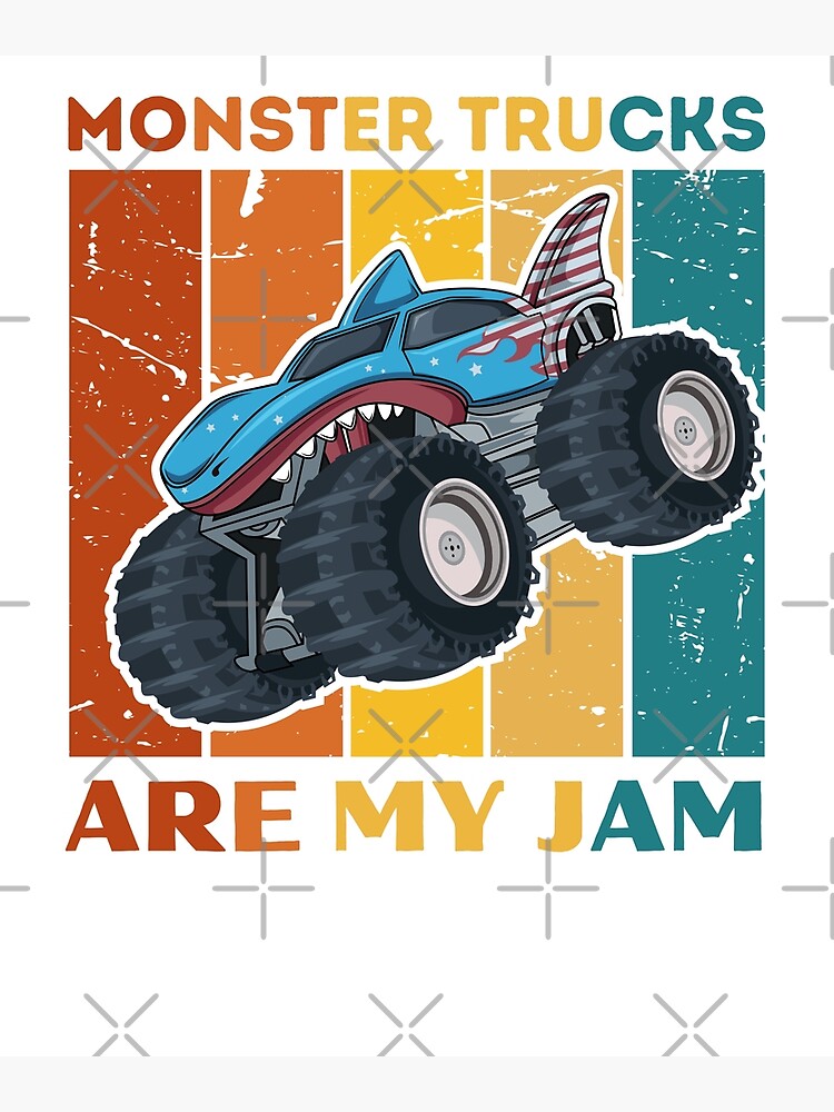 Vintage Monster Truck Are My Jam Retro Sunset Cool Engines T-Shirt