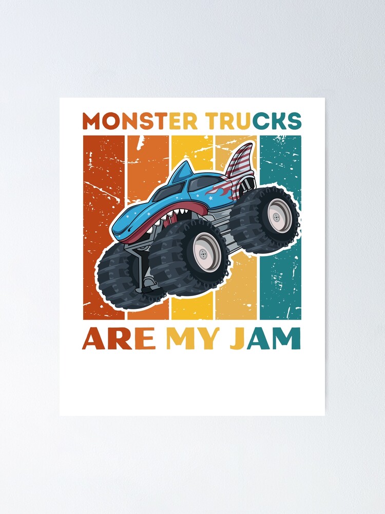 Vintage Monster Truck Are My Jam Retro Sunset Cool Engines T-Shirt