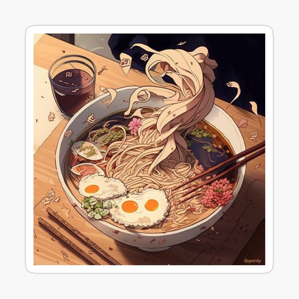 Cute Anime Ramen Bowl Design