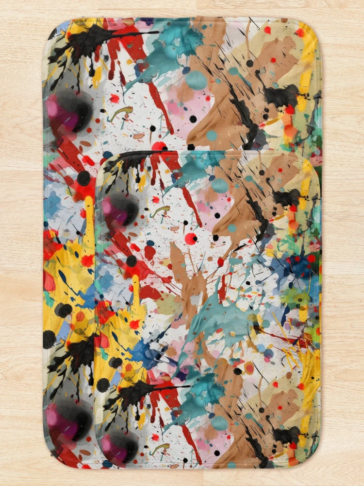 Thumbnail 5 of 6, Bath Mat, Color Explosion Paint Splatter Pattern 8 designed and sold by OOSDesigns.