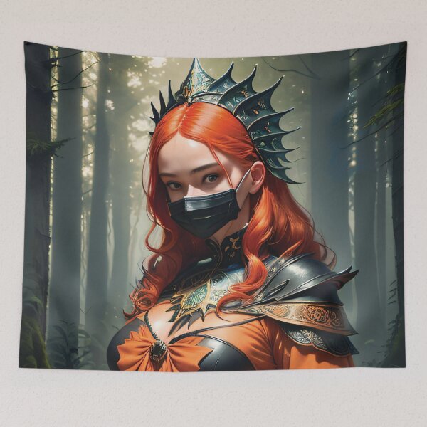 Item preview, Portrait of a pretty female warrior in redhead fantasy dragon armor inspired by Asian roleplaying games by ZoTiLuS designed and sold by zotilus.
