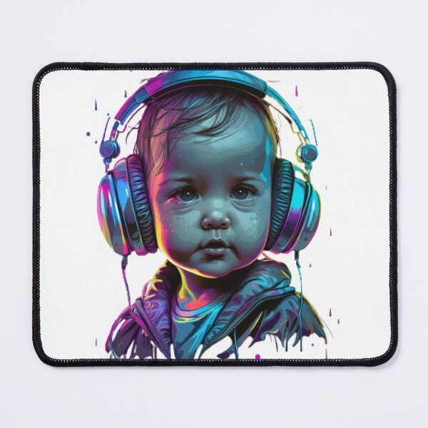 Item preview, Cute Colorful Lovely baby wearing headphones designed and sold by Latmassology.