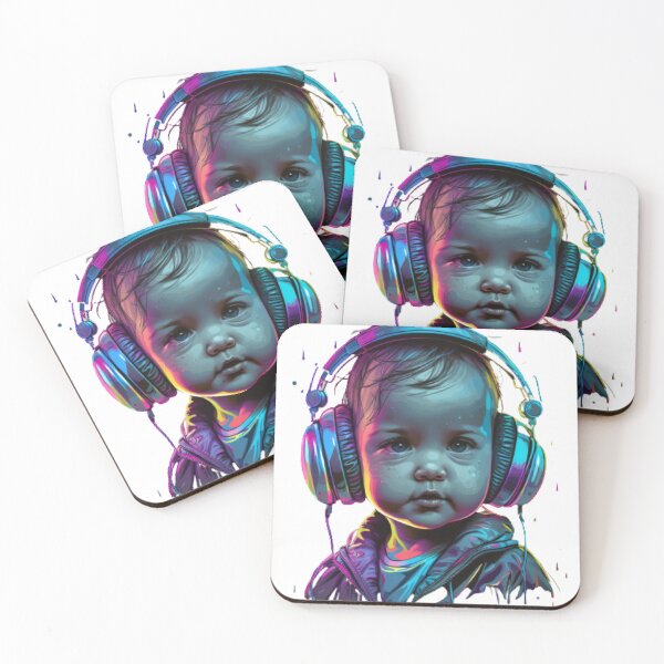 Item preview, Cute Colorful Lovely baby wearing headphones  designed and sold by Latmassology.