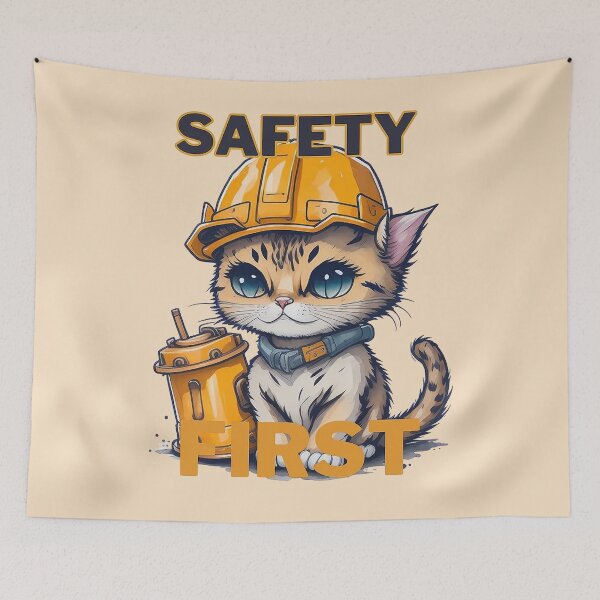 Item preview, hardhat-wearing cat - Safety first designed and sold by palpadin.