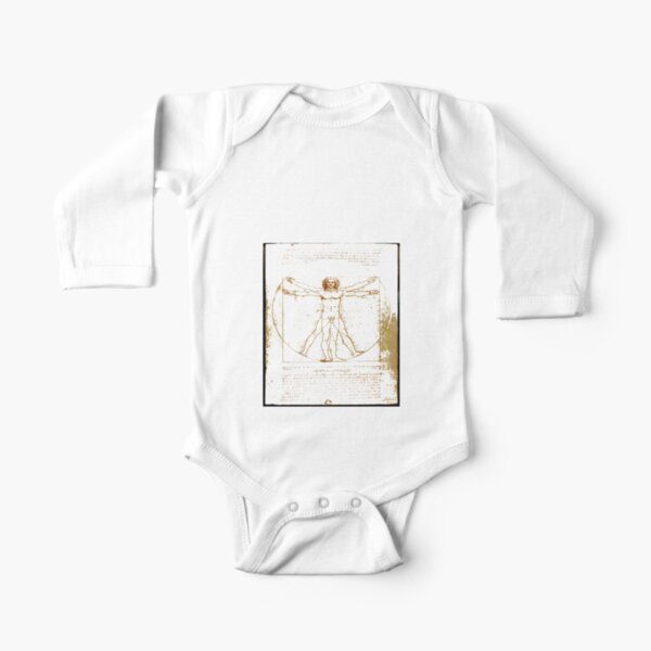 Vitruvian man, Naked man waving his arms and legs #NakedMan #LeonardodaVinci #VitruvianMan #Vitruvian Long Sleeve Baby One-Piece
