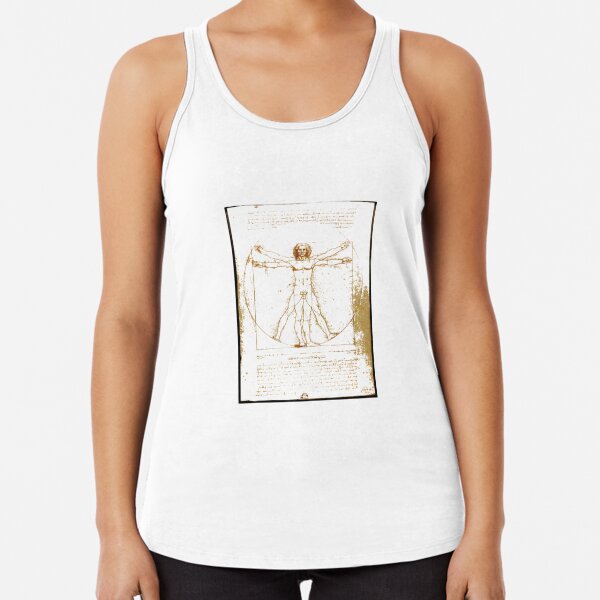 Vitruvian man, Naked man waving his arms and legs #NakedMan #LeonardodaVinci #VitruvianMan #Vitruvian Racerback Tank Top