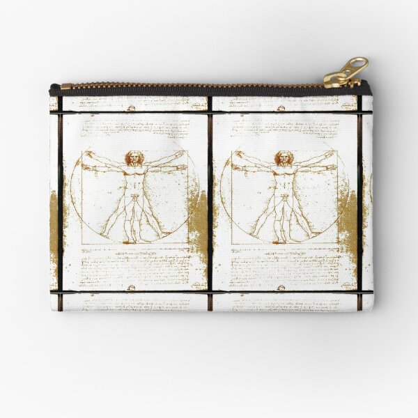 Vitruvian man, Naked man waving his arms and legs #NakedMan #LeonardodaVinci #VitruvianMan #Vitruvian Zipper Pouch