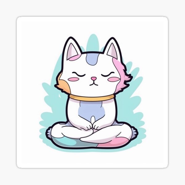 cute cat wearing coat Meditating Sticker for Sale by Plessmo