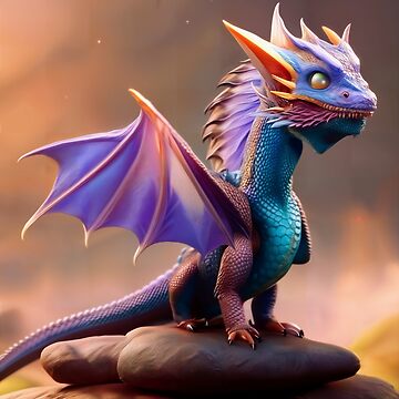 Artwork thumbnail, Baby Purple and Blue Dragon with Purple Wings by dragynrain