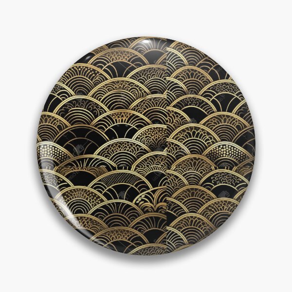 Item preview, Japanese Seigaiha Bold Gold Pattern Inverted  designed and sold by DigitalOPrints.