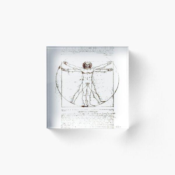 Vitruvian man, Naked man waving his arms and legs #NakedMan #LeonardodaVinci #VitruvianMan #Vitruvian Acrylic Block