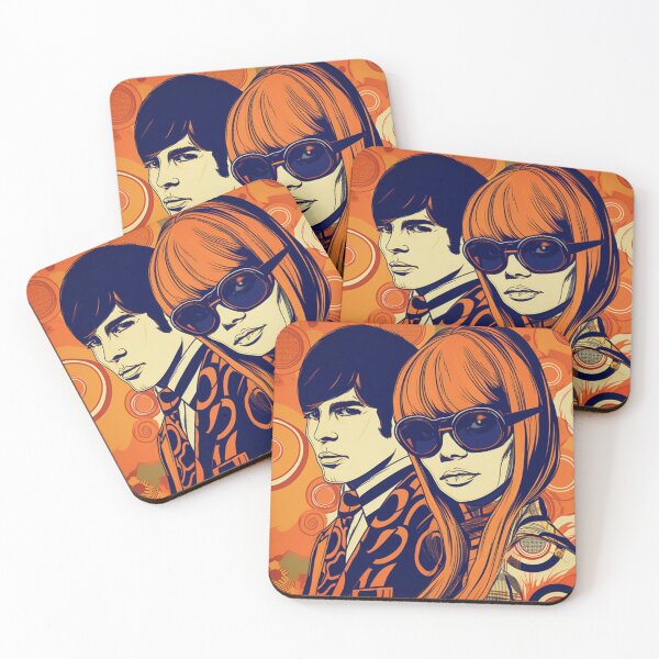 Item preview, 60s Mod Art Hip Couple in Orange 1960s Mod Comic Art Style Design designed and sold by Step, Repeat.