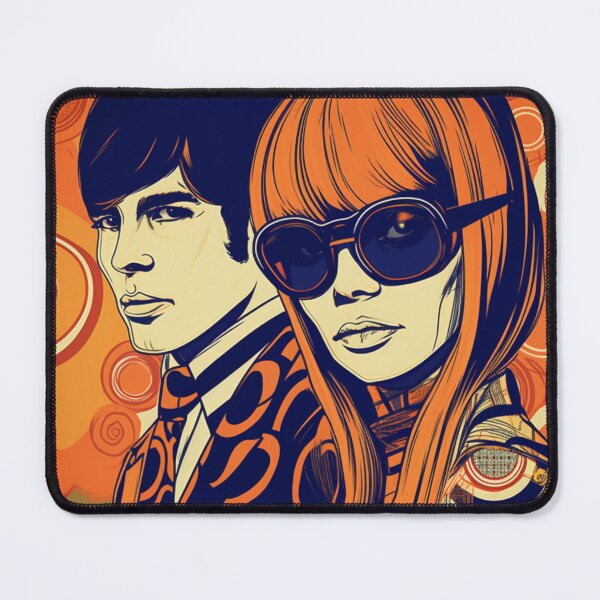 Item preview, 60s Mod Art Hip Couple in Orange 1960s Mod Comic Art Style Design designed and sold by Step, Repeat.