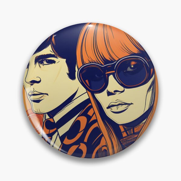 Item preview, 60s Mod Art Hip Couple in Orange 1960s Mod Comic Art Style Design designed and sold by Step, Repeat.