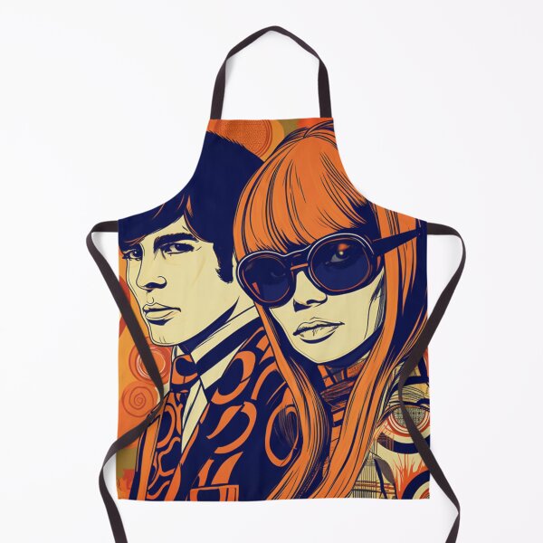 Item preview, 60s Mod Art Hip Couple in Orange 1960s Mod Comic Art Style Design designed and sold by Step, Repeat.