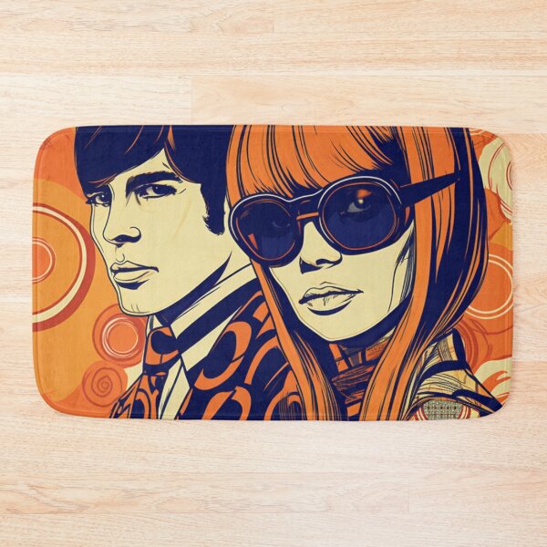Item preview, 60s Mod Art Hip Couple in Orange 1960s Mod Comic Art Style Design designed and sold by Step, Repeat.