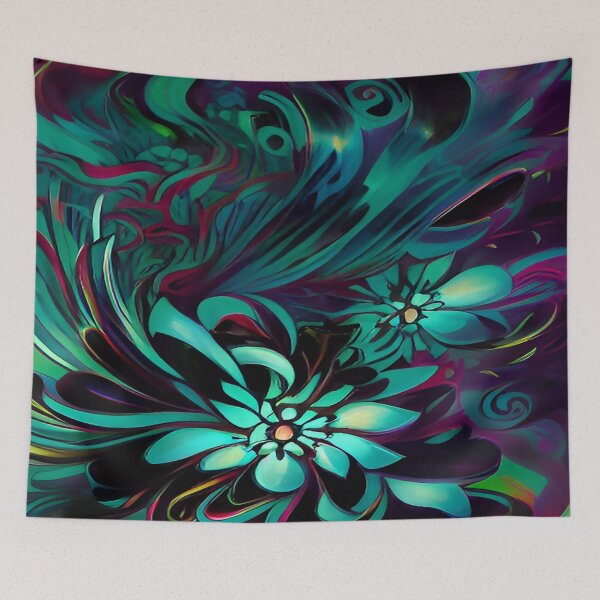 Item preview, Light from the Pond with Flowers Twisting in Swirls of Water Christmas Green and Red  designed and sold by deniselynnimage.
