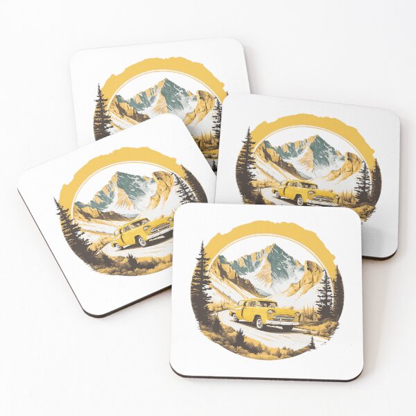 Item preview, Yellow classic car cruising along the mountain road designed and sold by Xiangster987.