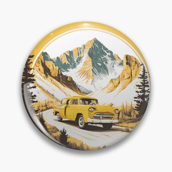 Item preview, Yellow classic car cruising along the mountain road designed and sold by Xiangster987.