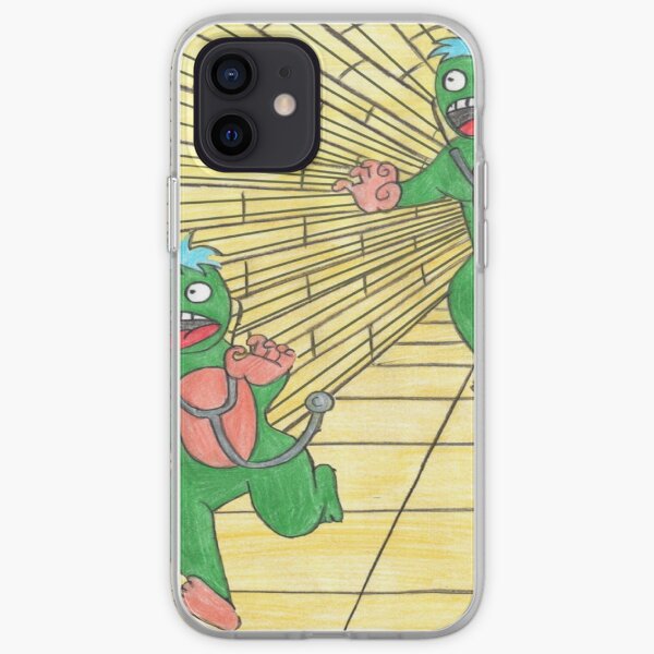 Two green aliens, chasing each other iPhone Soft Case