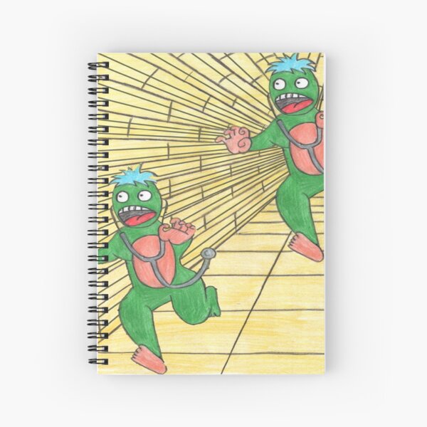 Two green aliens, chasing each other Spiral Notebook