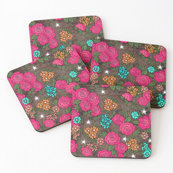 Item preview, Roses and Stars on Brown Linen Background designed and sold by Kristi Duggins.