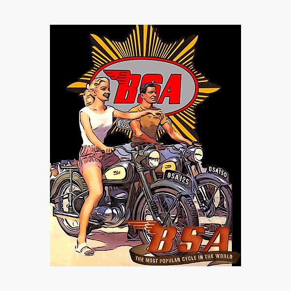 BSA Motorcycles - Holiday Couple Photographic Print