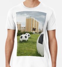 soccer balls on the cityscape Premium T-Shirt