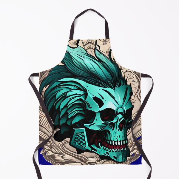 Item preview, Teal-Tinged Terror - An Illustration of a Flowing-Haired Skull designed and sold by GalihDA.