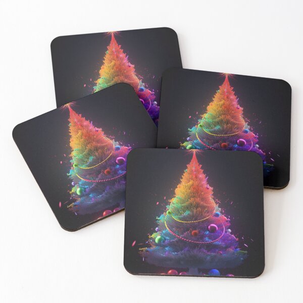 Item preview, rainbow christmas tree with sparkling fireworks, gemstones and crystals 5 designed and sold by jetaiart.