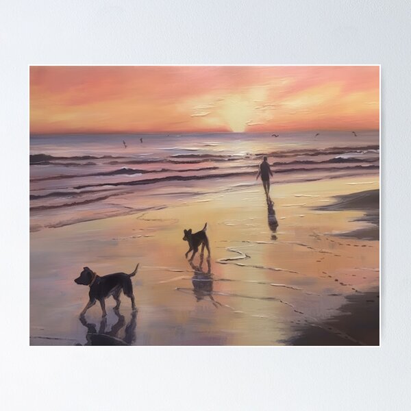Sunset Walk on the Beach Poster